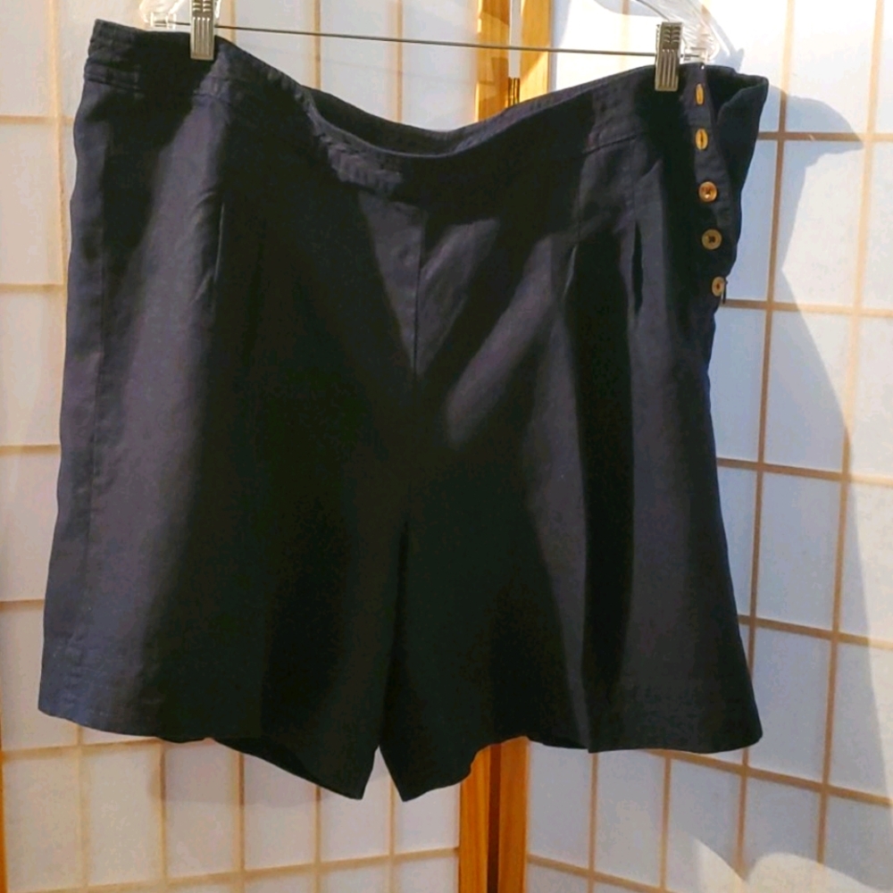 Navy Blue Linen Shorts